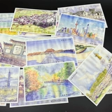 Китайская открытка, свежая акварель, карточки, ручная роспись