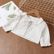 Girls summer three-quarter sleeves with a small shawl summer thin breathable sun protection small coat with suspender gauze skirt outside