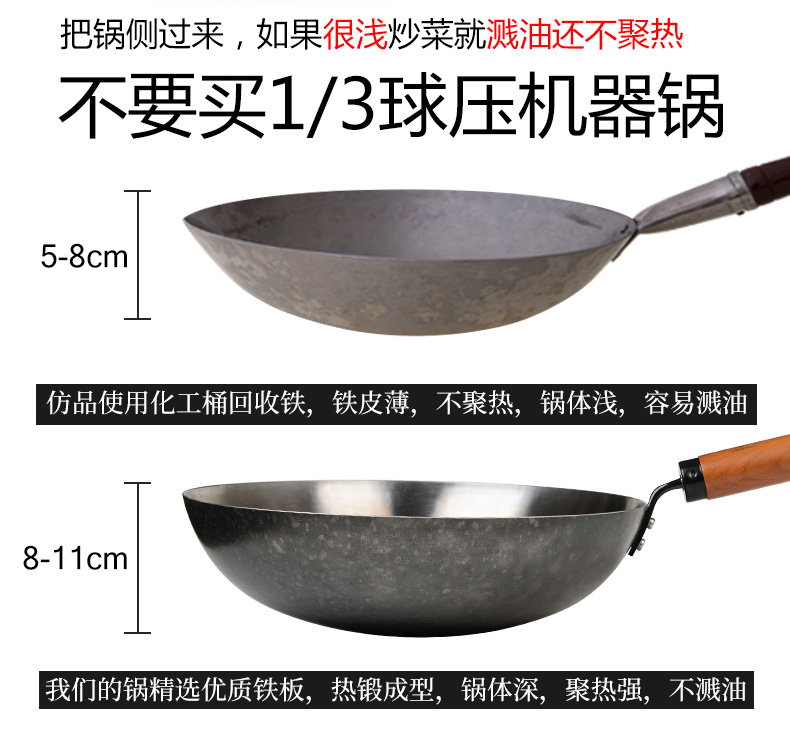 章丘非物质文化遗产 同盛永 老式无涂层纯铁锅 34cm 图5