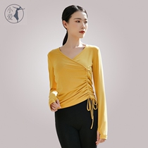 Modern dance body training clothing womens practice blouses black modell teachers Latin sets mean drawn rope long sleeves