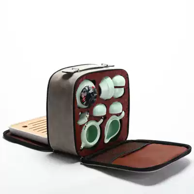 Brother kiln travel Kung Fu tea set Small set one pot four cups portable bag outdoor household simple office Japanese teapot