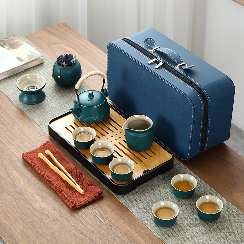 Japanese-Style Travel Kung Fu Tea Set Small Set for Home Use Simple Teapot Ceramic Tea Cup Outdoor Tea Tray Portable Bag Japanese-Style Travel Kung Fu Tea Set Small Set for Home Use Simple Teapot Ceramic Tea Cup Outdoor Tea Tray Portable Bag