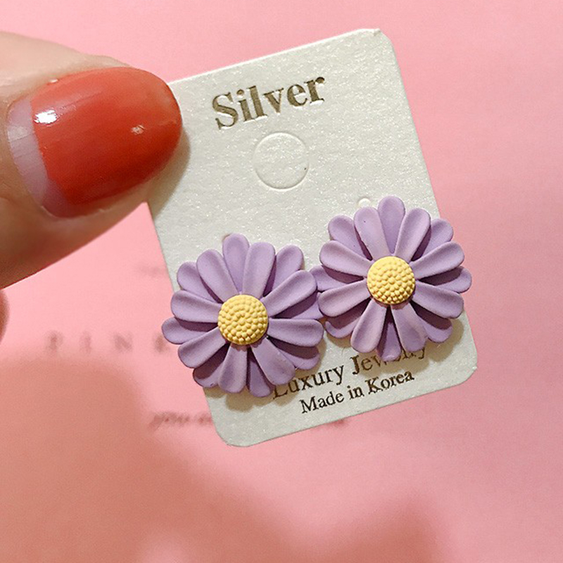 高雅紫 花朵 银针耳钉