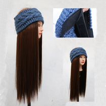 Wig female hair hair with one fashion simulation human hair autumn and winter all-head natural long straight hair