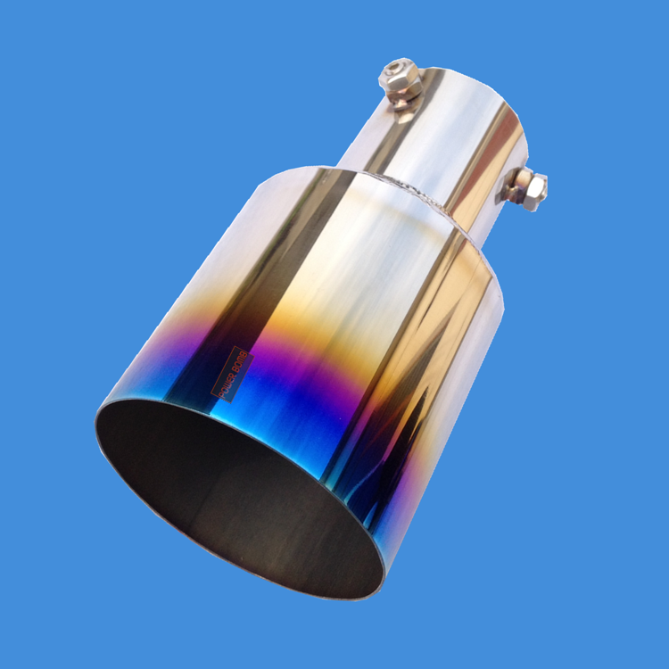 Car stainless steel retrofit piece universal section 101 mm large caliber blue exhaust pipe decorative tailpipe tailpipe tailpipe