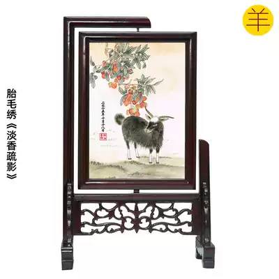 Auspicious boy baby birth gift custom fetal hair embroidery Fetal hair painting Infant souvenir Light incense and shadow 2015