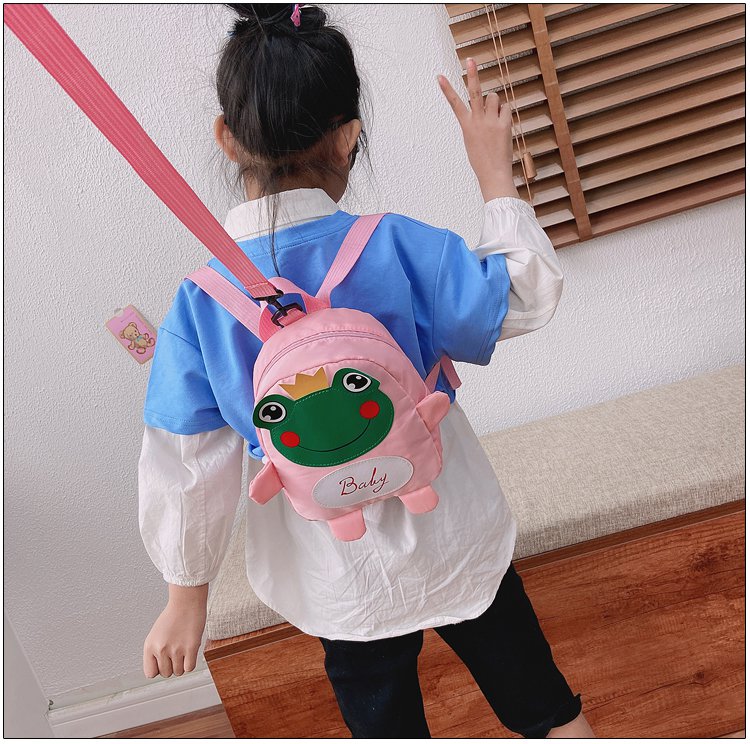 Anti-lost children's schoolbag large, medium and small classes baby shoulder bag men's and women frog kindergarten 1-5 years old cute backpack