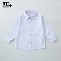 Childrens primary and secondary school students with cotton white long and short sleeved shirts for men and womens school uniform