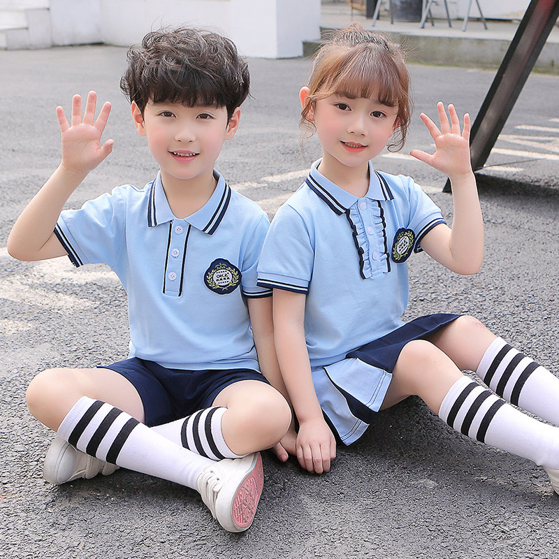 Kindergarten suit summer dress briefly sleeve British wind Han Edition children's graduation suit summer suit