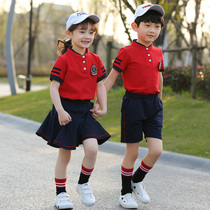 Kindergarten suit summer clothing short sleeve school uniform school wind summer childrens clothing for boys and girls graduating clothing
