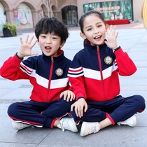 Kindergarten clothing elementary school uniform plus spring and autumn clothing three-piece suit thickening sports