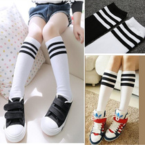Childrens middle cylinder striped socks baby full cotton male and female Sox student school uniforms socks match