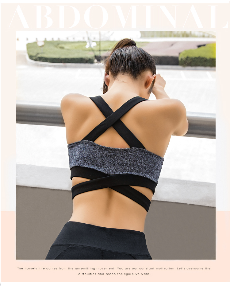 Đồ lót thể thao chống sốc cường độ cao phụ nữ thu thập sốc hấp thụ chéo vẻ đẹp kiểu vest chạy bra yoga tập thể dục áo bra tập gym big size
