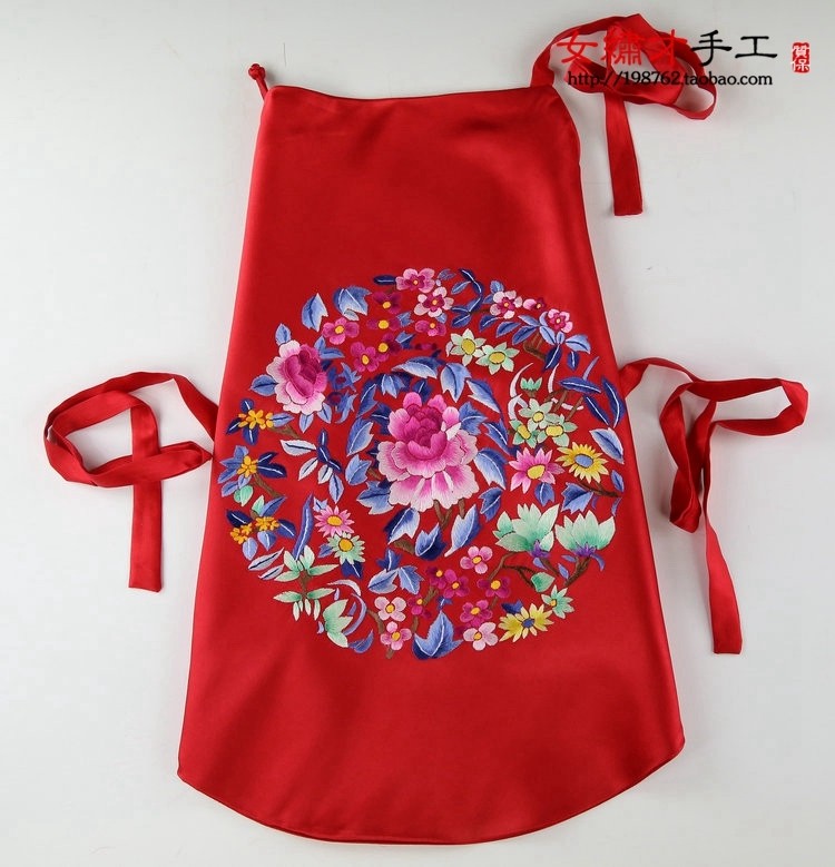 High-end Suzhou embroidery embroidery hand-embroidered classical silk apron underwear ladies sexy court retro Chinese style