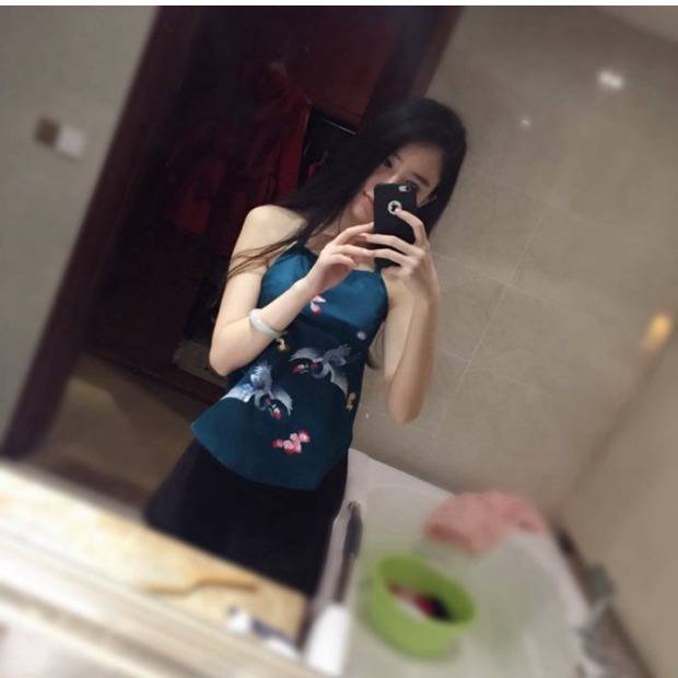 Cao cấp thêu thêu thêu lụa cổ điển tạp dề đồ lót nữ gợi cảm tòa án retro Trung Quốc váy ngủ sexy