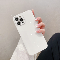Minimalist white pure colour glass shell iphone1211promax mobile phone shell xxs anti-fall 7P8plus female xr tide