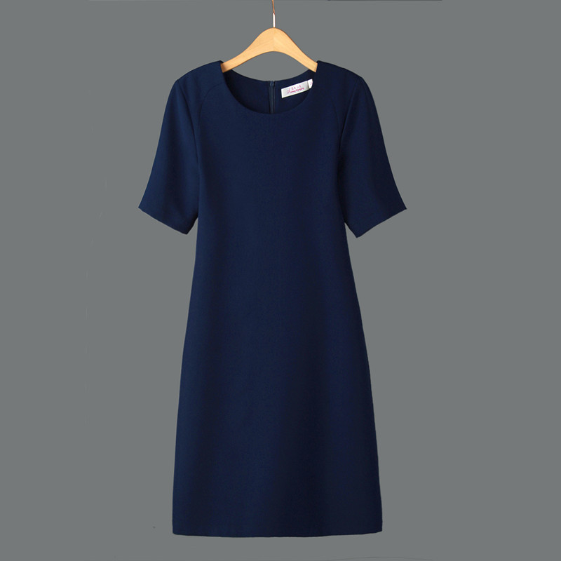 2026 Spring and Summer New Women's Clothing Work Clothing Ol Dress Mid-Length Slim Fit Women's Professional Short-Sleeved A-Line Skirt Summer Wear
