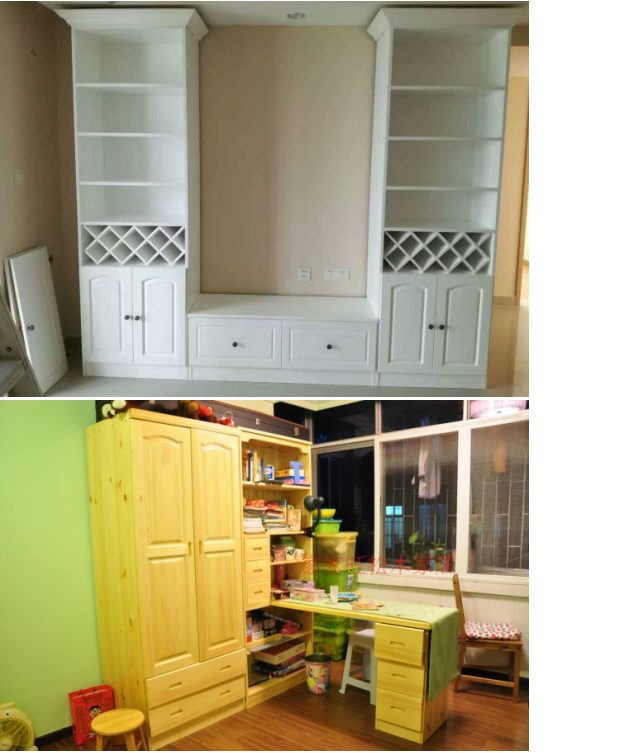 Chuyên nghiệp đầy đủ nhà gỗ rắn đồ gỗ thông nội thất nền tảng tủ quần áo treo tủ trên cùng tủ Quảng Châu Thâm Quyến mẫu bàn ghế phòng khách hiện đại