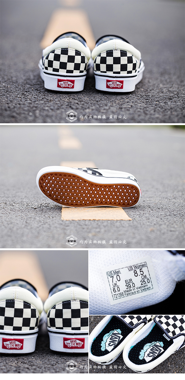Vans Vance Trượt trên bàn cờ giày Giày vải nữ nhẹ một chân ComfyCush - Plimsolls giày sneaker nam đẹp