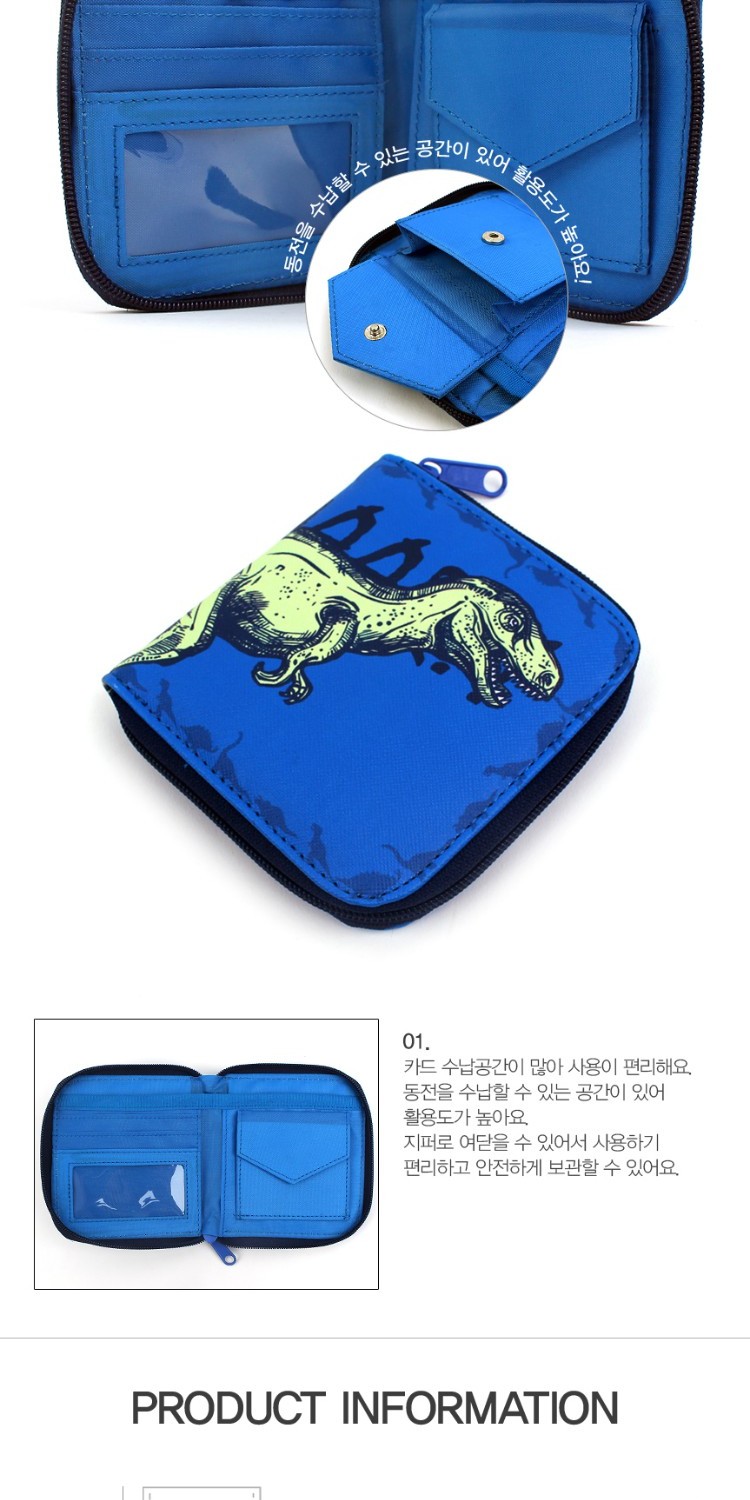 Ví nam nữ Hàn Quốc Triceratops Tyrannosaurus Coin Purse Trẻ em Ví tiền xu khủng long có thể được đặt trong một trăm đô la - Túi bé / Ba lô / Hành lý balo kéo cho bé