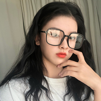 Face small large frame square black frame flat light mirror female couple Korean version of the plain face glasses frame with myopia anti-blue light glasses