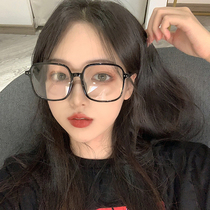 ins large frame thin flat light mirror female net red black frame large face plain face glasses with myopia radiation protection glasses frame male