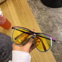 Korean version of sunglasses female super cool color net red personality goggles windproof big face thin white sunglasses tide