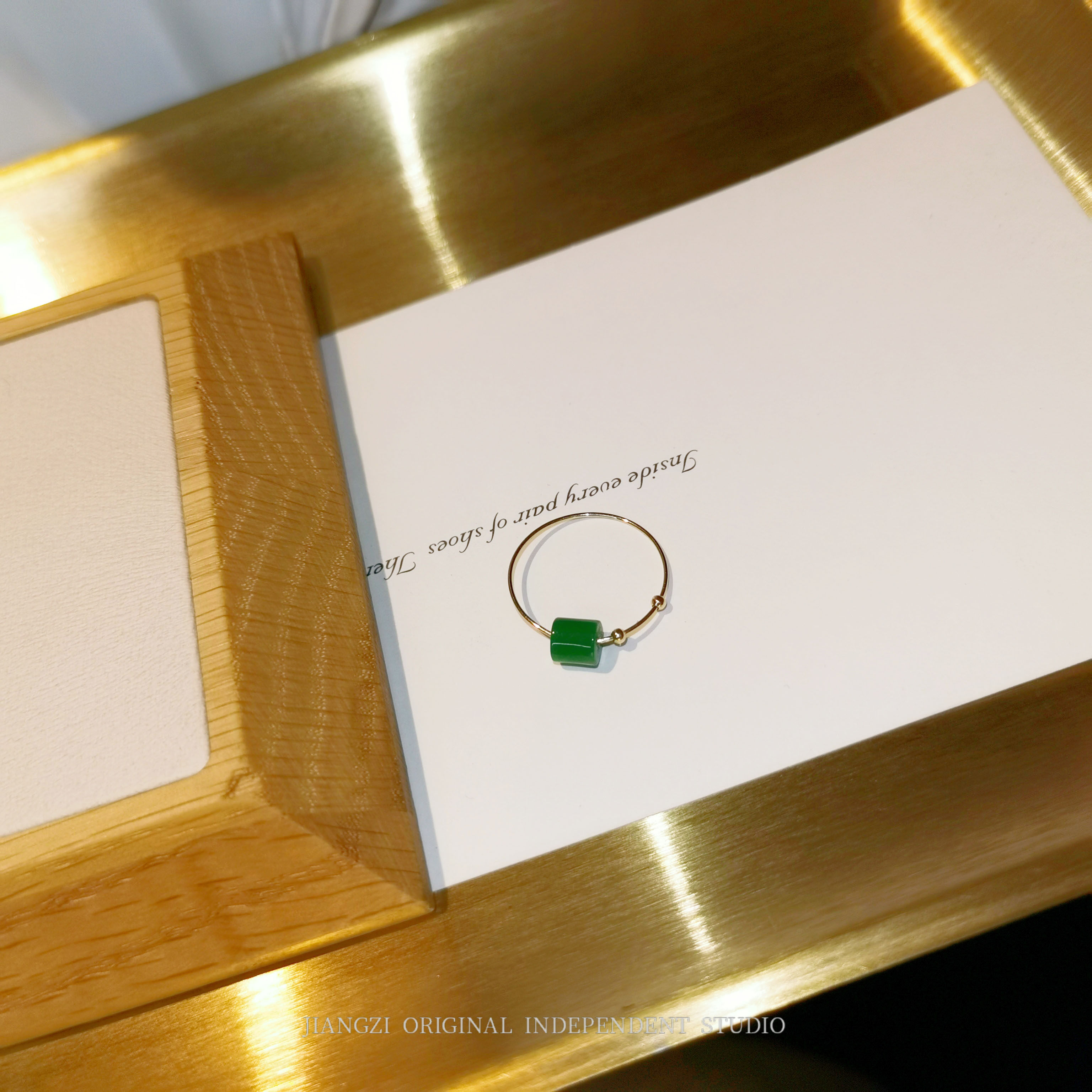 JZ STU original design light luxury antique feng and jade American 14K bag gold wash hands without picking the ring