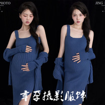 Photo studio pregnant women photo clothing new style temperament pregnant mother photo art photo knitted suit photography clothes at home