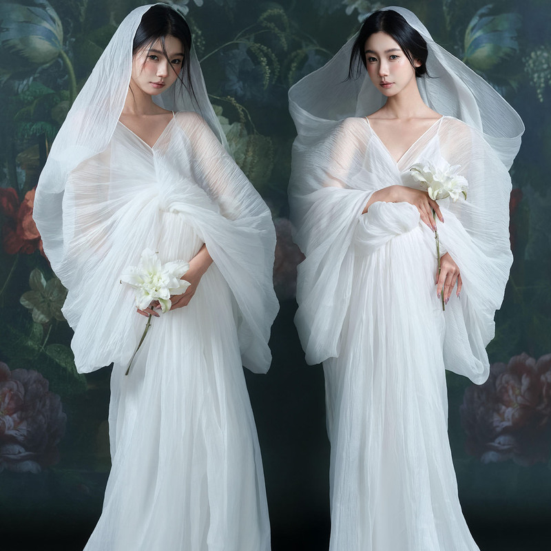 Photo Studio's New Maternity-Themed Chinese-Style Greek Goddess Cool and Elegant White Dress for Portrait Photography