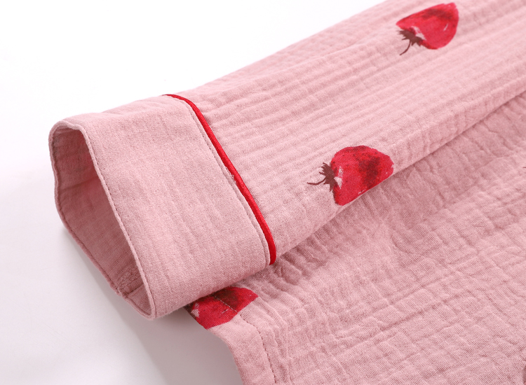 Bộ đồ ngủ mùa thu cotton gạc ngọt ngào dễ thương mùa xuân mỏng và tay áo mùa thu dài có thể được mặc bên ngoài nhà dịch vụ hai mảnh đồ pijama