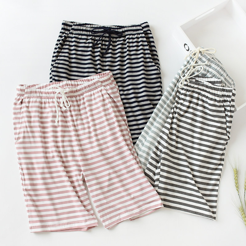 Sleeping Pants New Spring Summer Season Short Mordale Striped Day Style Beach 50% Outside Wearing Thin Loose Large Size Casual Women
