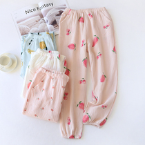 Pajama pants womens trousers Spring autumn winter and summer long cotton gauze large size loose cotton home pants