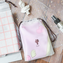 Travel transparent storage bag drawstring waterproof corset pocket clothes clothing underwear shoes luggage bag