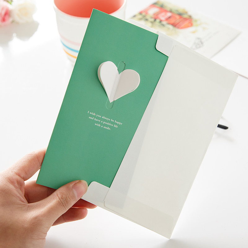 Greeting card Korea creative arts and literature small frescoed solid wing brief hollowed-out blessings small card holiday universal