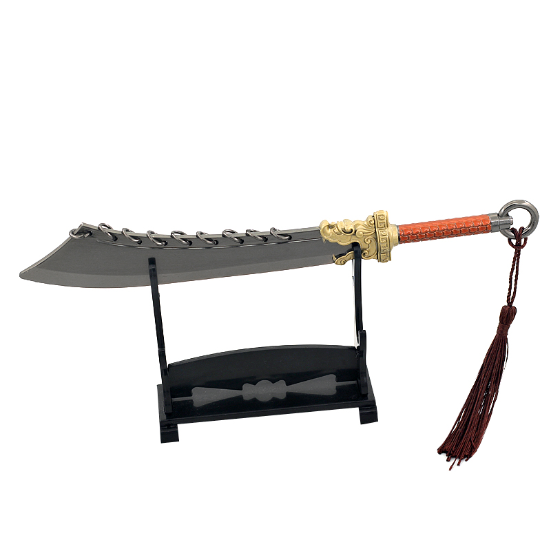 古代冷兵器金属模型九环大刀金丝九环刀合金武器模型摆件玩具22CM