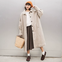 Mùa đông mới lỏng mỏng dày ấm áo len nhiệt nữ dài phần Nhật Bản quilted chic áo áo kaki nữ