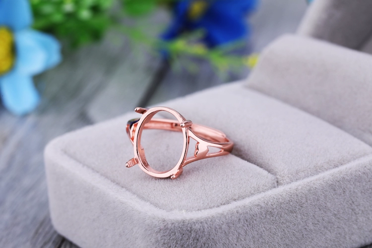 Nhẫn bạc 925 nhẫn vàng trống khay tự làm nữ mô hình dát sáp ong mạ bạch kim nhẫn hình trứng khay bạc 10 * 13