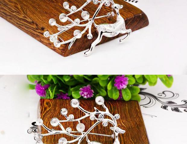 S925 bạc sika hươu sterling bạc trâm hỗ trợ trống có thể được thiết lập với sáp ong hổ phách tám hạt phụ kiện cài áo giá rẻ