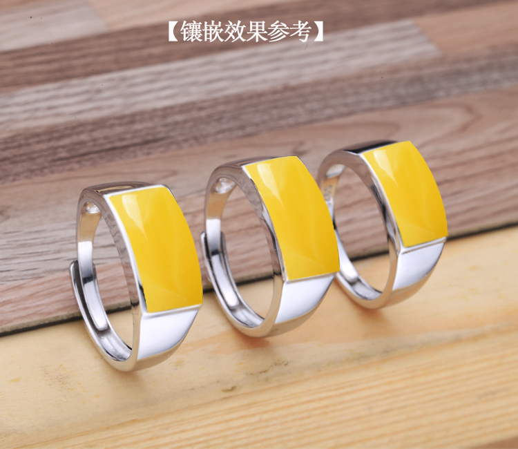 Nhẫn bạc 925 sterling trống đặt dát sáp ong vuông mịn thiết lập 7 * 15 8 * 16 6 * 13 8 * 18 10 * 20 nhẫn chrome heart