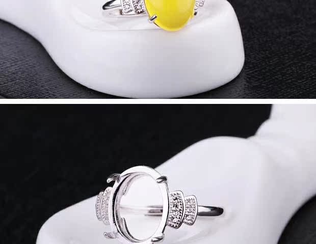 S925 sterling bạc mạ vàng trắng nhẫn nữ hỗ trợ trống cài đặt sáp ong 7 * 9 9 * 12 10 * 13diy cài đặt nhan cuoi