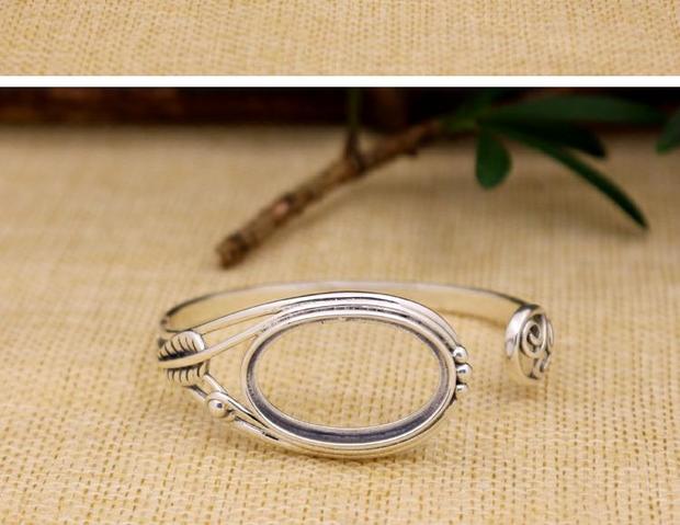 Vòng tay bạc nguyên chất 925 hỗ trợ trống rỗng 22 * ​​32 retro vòng tay bạc Thái tùy chỉnh dát sáp ong sống miệng 18 * 28 vòng đeo tay nữ