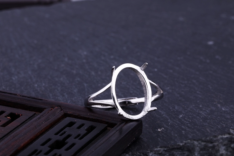 S925 sterling silver ring trống hỗ trợ thiết lập 10 * 14 7 * 9 8 * 10 11 * 13 9 * 12 12 * 15 nhẫn cưới vàng 18k