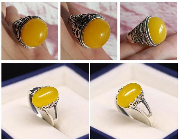 S925 sterling bạc nhẫn trống hỗ trợ nhẫn vàng trắng hỗ trợ tự làm khảm sáp ong Nam đỏ nhẫn hỗ trợ 8 * 12 6 * 9 mẫu nhẫn nam đẹp 2020