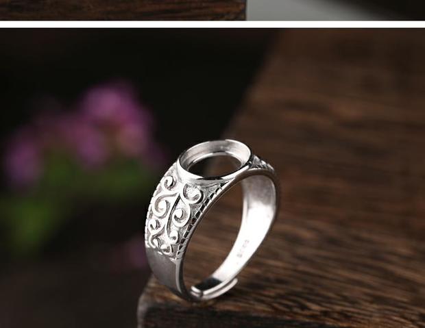 S925 sterling bạc mạ vàng trắng nhẫn trống hỗ trợ bằng tay sáp ong xanh thông 6 * 6 nhẫn hỗ trợ thiết lập 8 * 10 nhẫn vàng tây nam