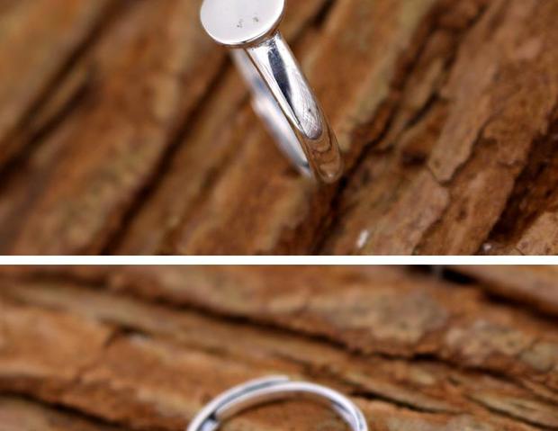 S925 sterling bạc nhẫn trống hỗ trợ DIY dát hổ phách màu ngọc lam sáp ong vòng nhẫn mặt nữ hỗ trợ cơ sở 8 mm nhẫn cưới bạch kim