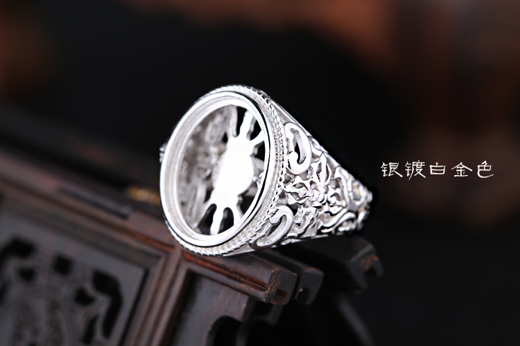 S925 thiết lập bạc sterling nhẫn nam mạ vàng hỗ trợ 15 * 15 Thiết lập nhẫn bạc Thái Lan sáp ong màu ngọc lam 13 * 16 nhẫn calvin klein