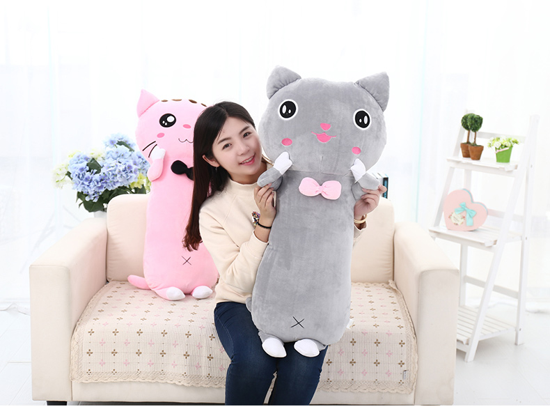 Mèo hoạt hình gối ngủ sofa lớn đệm đôi dải gối sinh viên gối đầu tựa lưng gối tựa lưng cao su non