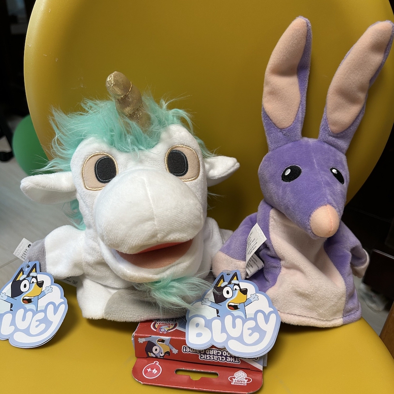Authentic American Bluey Unicorn Rabbit Ear Possum Bob 2-Piece Set Hand Puppet Toy Children's Gift