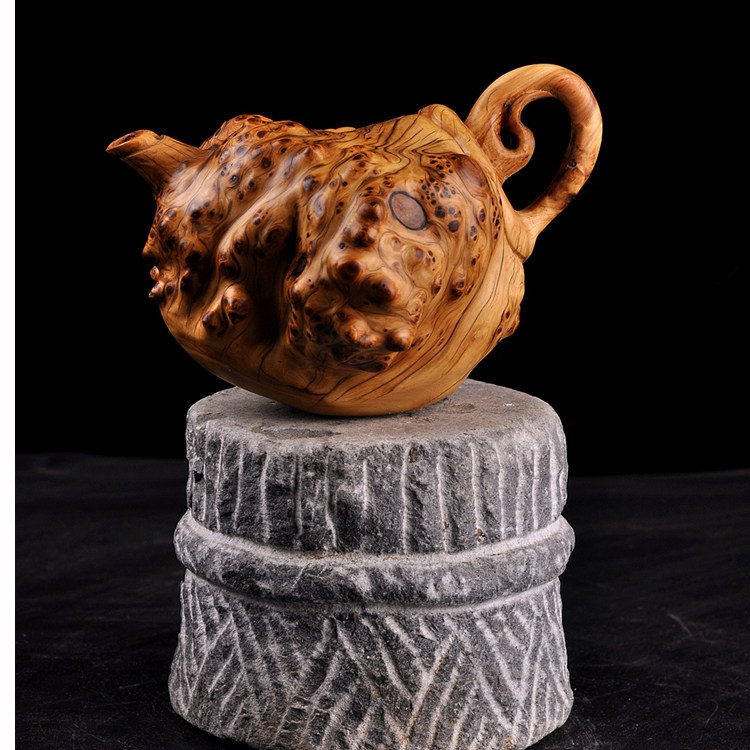 Taihang cliff cypress put the pot boutique tumor left Durian flower ornaments Hand string Buddha beads craft art ornaments follow the shape